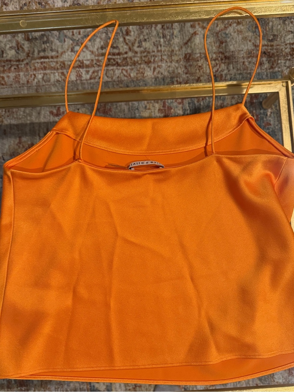 Alice+Olivia Women's Orange Satin Cami Top - Picture 2 of 3